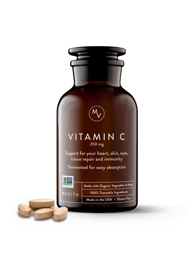 Movita Movita Fermented Vitamin C 250mg - Immunity Booster, Antioxidant Protection, Aids Collagen Synthesis & Iron Absorption - Organic, Vegan, Gluten-Free, Non-GMO - 30-Day Supply (Glass Bottle) - Image 1