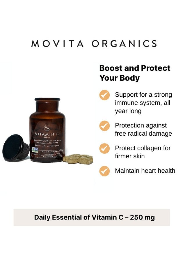Movita Movita Fermented Vitamin C 250mg - Immunity Booster, Antioxidant Protection, Aids Collagen Synthesis & Iron Absorption - Organic, Vegan, Gluten-Free, Non-GMO - 30-Day Supply (Glass Bottle) - Image 4