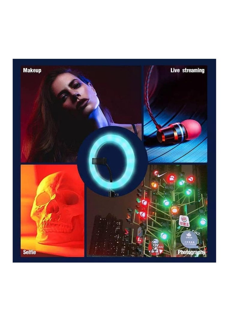حلقة إضاءة RGB مقاس 56 سم مع حامل موبايل من تيك بلايز – إضاءة احترافية قابلة للتعديل لفيديوهات الانستجرام، تصوير مدونات الفيديو، وتصوير الفيديوهات باستخدام الايفون/موبايلات الاندرويد والكاميرا (56 سم) - Image 4