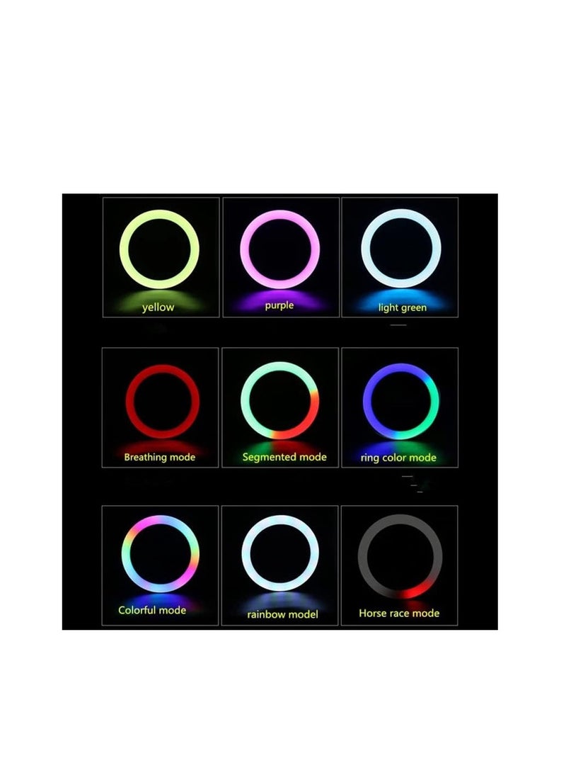 حلقة إضاءة RGB مقاس 56 سم مع حامل موبايل من تيك بلايز – إضاءة احترافية قابلة للتعديل لفيديوهات الانستجرام، تصوير مدونات الفيديو، وتصوير الفيديوهات باستخدام الايفون/موبايلات الاندرويد والكاميرا (56 سم) - Image 5
