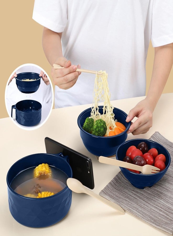 RORBAM Microwave Ramen Cooker,Ramen Bowl Set,Microwave Noodle Bowl With Chopsticks and Spoon, College Dorm Room Essentials for Girls for Boys, Apartment Essentials, BPA-Free. (Deep Blue) - Image 5