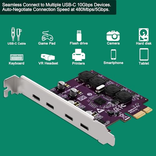 FebSmart 4X 5Gbps USB-C Ports PCI Express USB 3.0 Expansion Card for Windows 11, 10, 8.x, 7, Vista, XP Desktop PCs, Built in Self-Powered Technology, No Need Additional Power Supply (FS-U304C-Pro) - Image 4