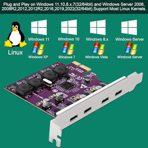 FebSmart 4X 5Gbps USB-C Ports PCI Express USB 3.0 Expansion Card for Windows 11, 10, 8.x, 7, Vista, XP Desktop PCs, Built in Self-Powered Technology, No Need Additional Power Supply (FS-U304C-Pro) - Image 5