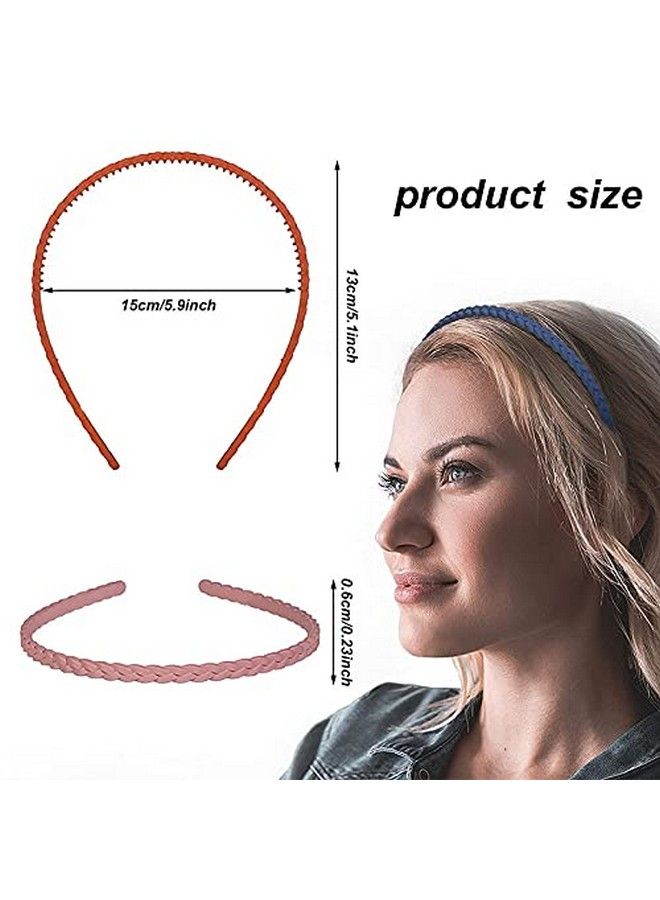 Belicia 6 Pieces Pigtail Thin Headbands Plastic Braid Head Hair Bands Assorted Skinny Headbands Solid Teen Headbands Colored Girls Headbands With Teeth For Teens Kids Ladies Women With Matte Finish - Image 4