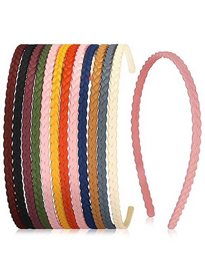 Belicia 6 Pieces Pigtail Thin Headbands Plastic Braid Head Hair Bands Assorted Skinny Headbands Solid Teen Headbands Colored Girls Headbands With Teeth For Teens Kids Ladies Women With Matte Finish - Image 2