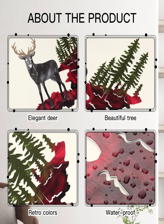 Bnesi Large-Size Metal Detachable Deer Rustic Wall Decor Forest Hunting Decor Rustic Decoration for Bedroom Bathroom Living Room Indoor Outdoor Forest Tree Deer Wall Art (Quiet, Large) - Image 4
