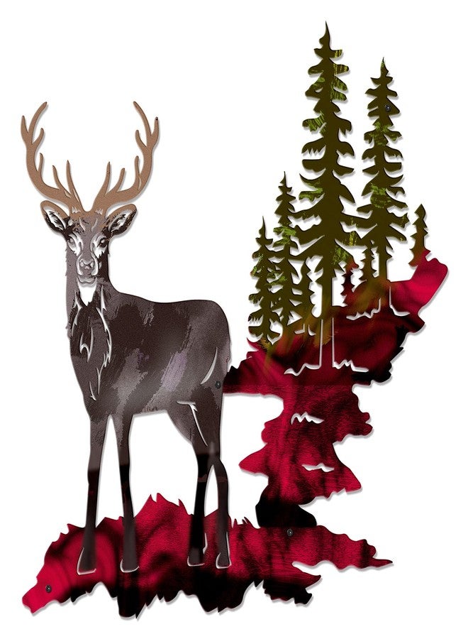 Bnesi Large-Size Metal Detachable Deer Rustic Wall Decor Forest Hunting Decor Rustic Decoration for Bedroom Bathroom Living Room Indoor Outdoor Forest Tree Deer Wall Art (Quiet, Large) - Image 1