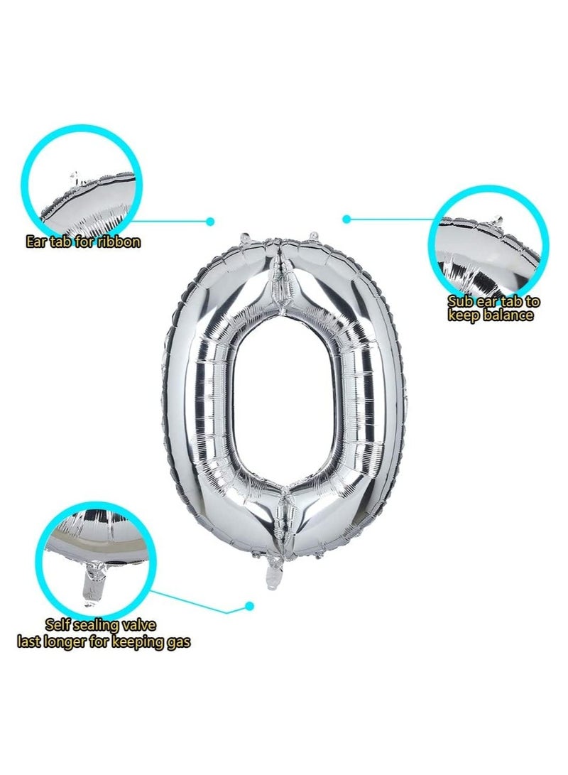 جولد إيدج بالونات هيليوم كبيرة الحجم من رقائق معدنية على شكل حرف O فضية اللون مقاس 32 بوصة، بالون مايلر كبير واحد، مستلزمات تزيين حفلات أعياد الميلاد وحفلات استقبال المولود الجديد (حرف O فضي) - Image 2