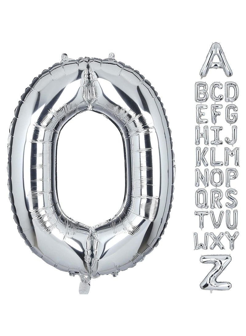 جولد إيدج بالونات هيليوم كبيرة الحجم من رقائق معدنية على شكل حرف O فضية اللون مقاس 32 بوصة، بالون مايلر كبير واحد، مستلزمات تزيين حفلات أعياد الميلاد وحفلات استقبال المولود الجديد (حرف O فضي) - Image 1