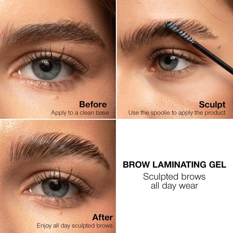Palladio Brow Laminating Gel Strong Hold Eyebrow Glue for Lamination, Sculpted Brows All Day Wear Flake-Free Hold, Non-Sticky, Nourishing Castor Oil & Aloe, Vegan, Cruelty-Free Brow Styler Gel, Clear - Image 2