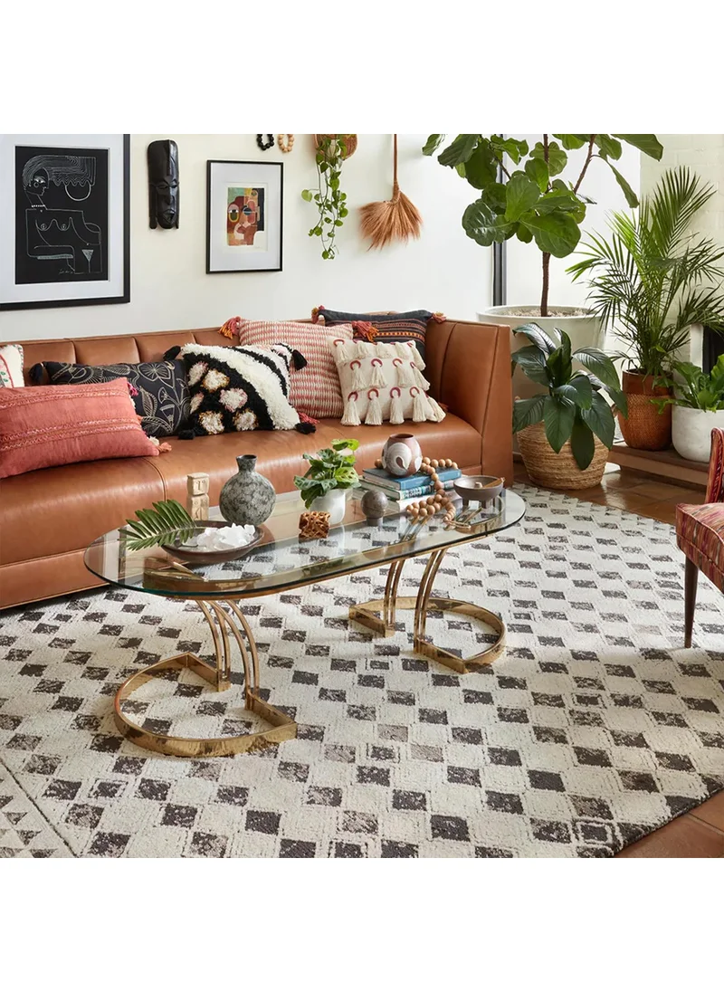 Vagonik Wagonic Checkerboard Patterned Digital Printed Carpet Non-Slip Based Washable Carpet