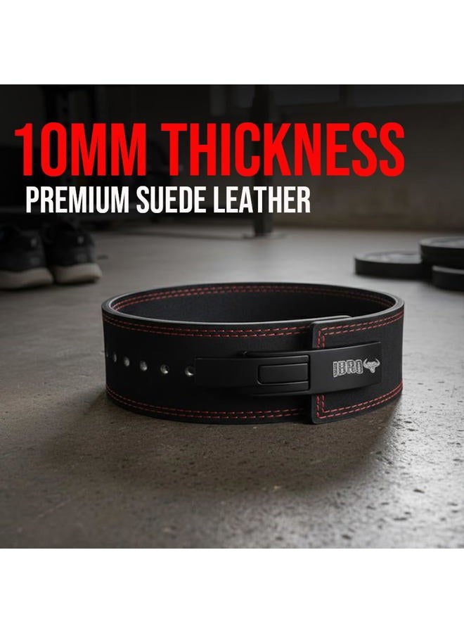 IBRO Powerlifting Lever Gym Belt – Power 10MM Extreme Heavy Duty Genuine Leather Belts - Squats Deadlifts Bodybuilding Weight Lifting IPF Power Lifting Strongman for Men AllBlack XXL - Image 4