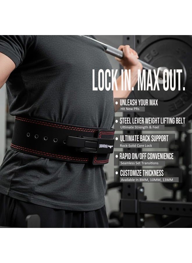 IBRO Powerlifting Lever Gym Belt – Power 10MM Extreme Heavy Duty Genuine Leather Belts - Squats Deadlifts Bodybuilding Weight Lifting IPF Power Lifting Strongman for Men AllBlack XXL - Image 3
