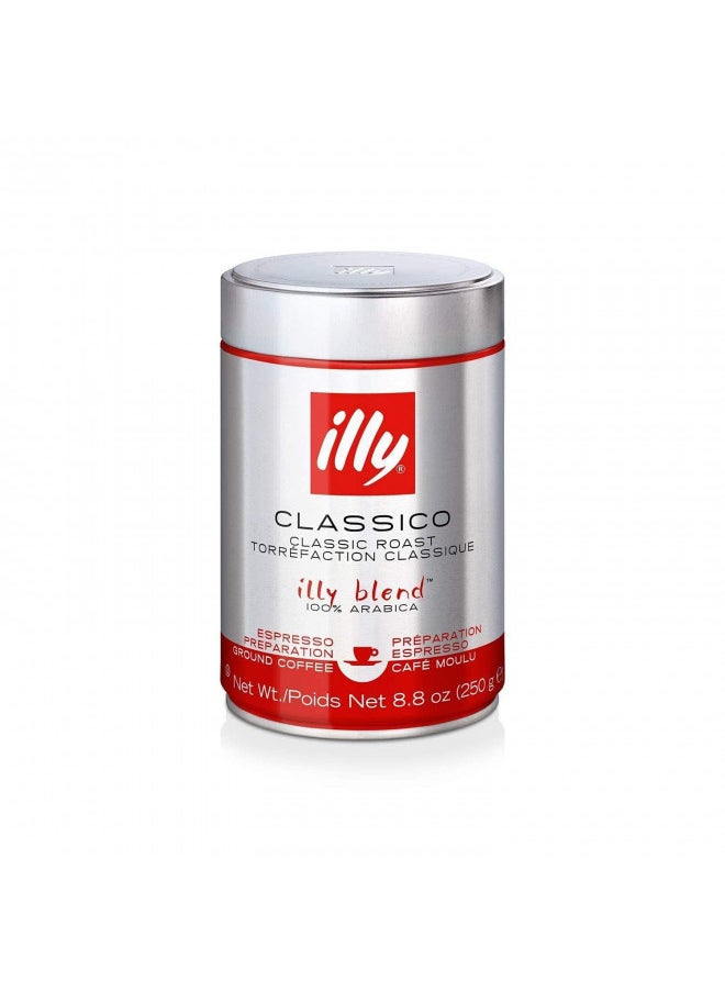 Illy illy Classico Ground Espresso, Medium Roast, 100 Percent Arabica Coffee Blend, 8.8oz Can, 4 Pack 