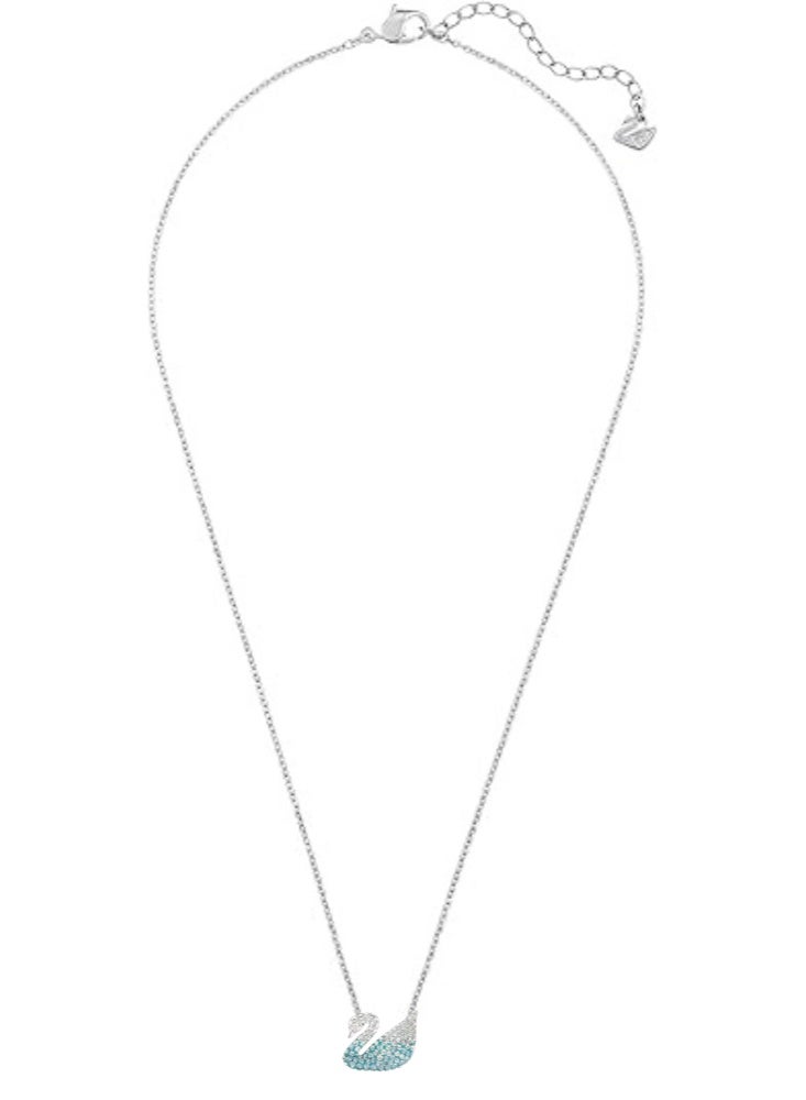 YelaJoy Swan Crystal Necklace – Blue Gradient Crystal Pendant, Large Size Elegant Jewelry for Women, Rhodium Finish Chain, Adjustable Length, Gift for Her - Image 2