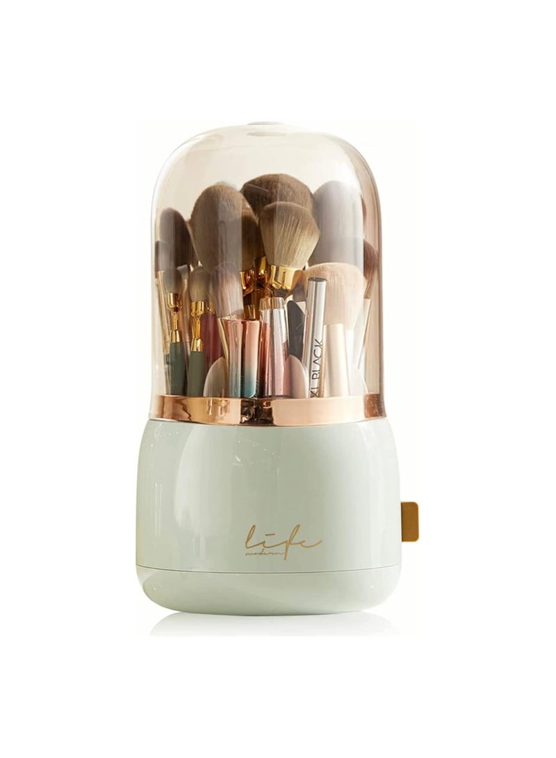 Bukela Rotating Makeup Brush Organizer With Lid Rotating Brush Holder Makeup Organizer With Clear Cover Acrylic Makeup Brush Storage Container For Cosmetics - Image 1