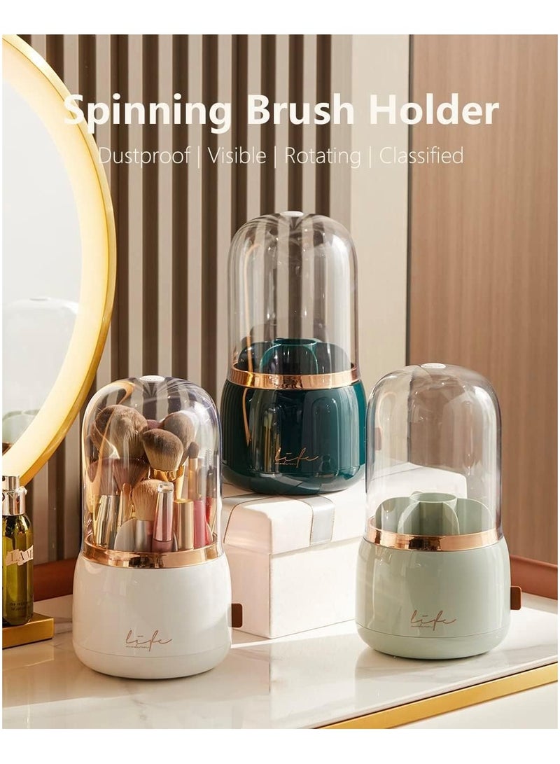 Bukela Rotating Makeup Brush Organizer With Lid Rotating Brush Holder Makeup Organizer With Clear Cover Acrylic Makeup Brush Storage Container For Cosmetics - Image 4