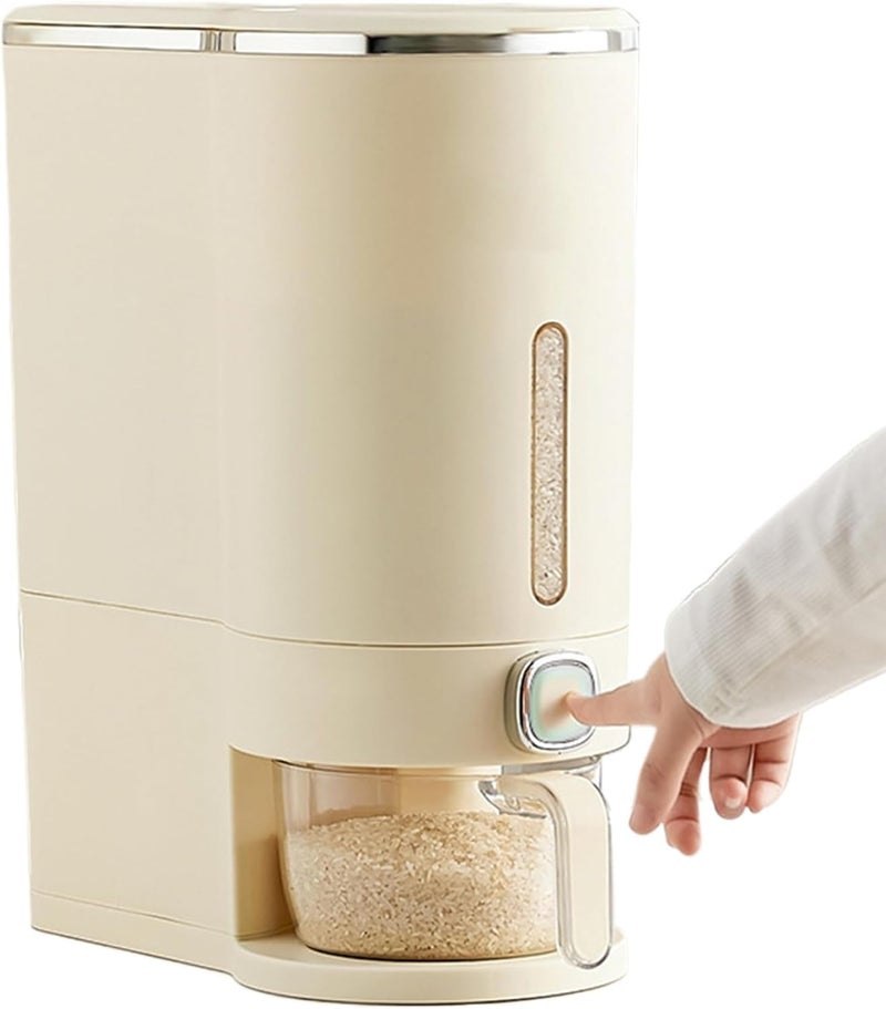 EVVIX Rice Dispenser 10 KG Large Rice Container with Measuring Cup Moisture Proof Cereal Dispenser Storage Dry Food Storage Corn Grain Container for Kitchen Pantry - Image 1