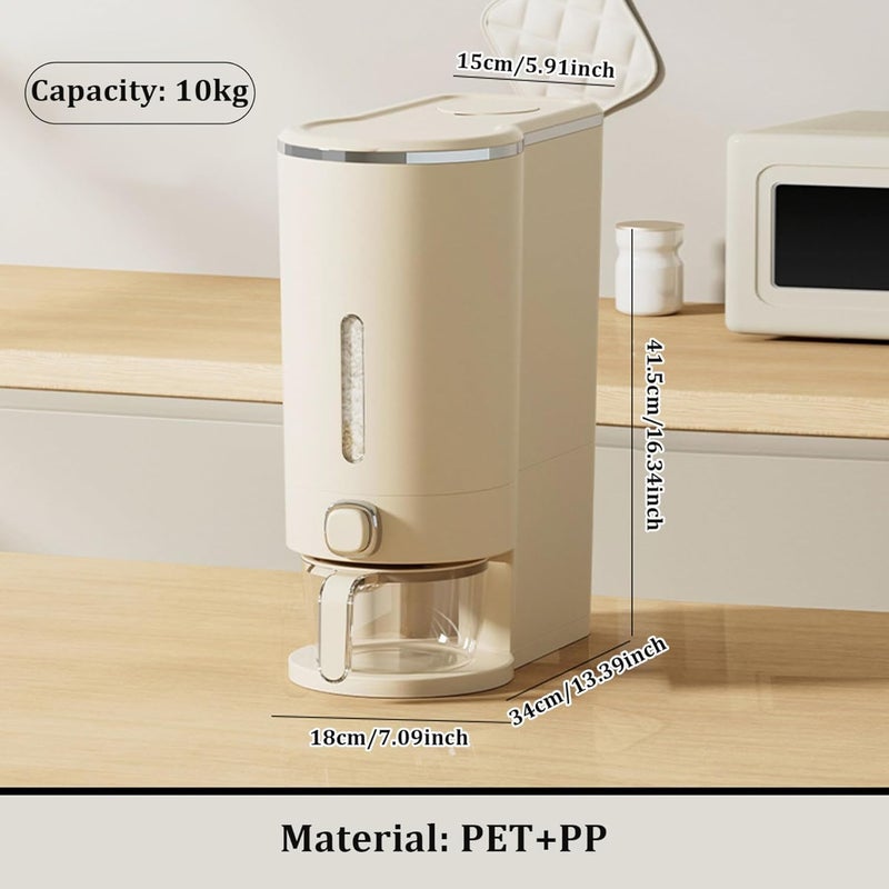 EVVIX Rice Dispenser 10 KG Large Rice Container with Measuring Cup Moisture Proof Cereal Dispenser Storage Dry Food Storage Corn Grain Container for Kitchen Pantry - Image 3