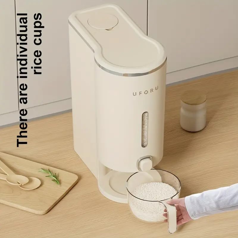 EVVIX Rice Dispenser 10 KG Large Rice Container with Measuring Cup Moisture Proof Cereal Dispenser Storage Dry Food Storage Corn Grain Container for Kitchen Pantry - Image 5