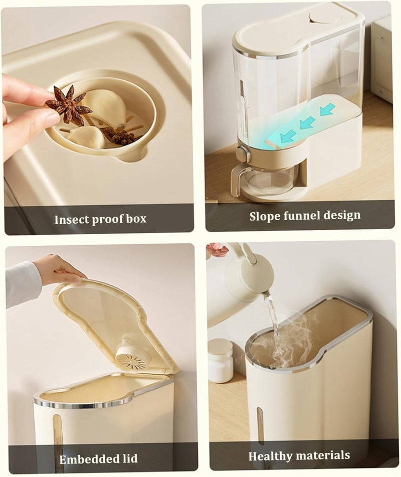 EVVIX Rice Dispenser 10 KG Large Rice Container with Measuring Cup Moisture Proof Cereal Dispenser Storage Dry Food Storage Corn Grain Container for Kitchen Pantry - Image 4