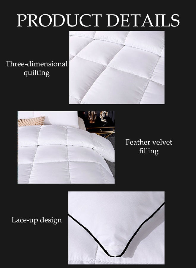 DUNISO لحاف مريح ، إدخال لحاف ، لحاف لجميع الفصول ، دافئ وقابل للتنفس ، لحافات مبطنة ، ناعمة ومريحة ، هدايا للنساء / الرجال ، 150*200 سم ، أبيض - Image 5