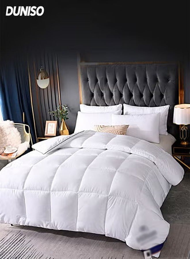 DUNISO لحاف مريح ، إدخال لحاف ، لحاف لجميع الفصول ، دافئ وقابل للتنفس ، لحافات مبطنة ، ناعمة ومريحة ، هدايا للنساء / الرجال ، 150*200 سم ، أبيض - Image 2