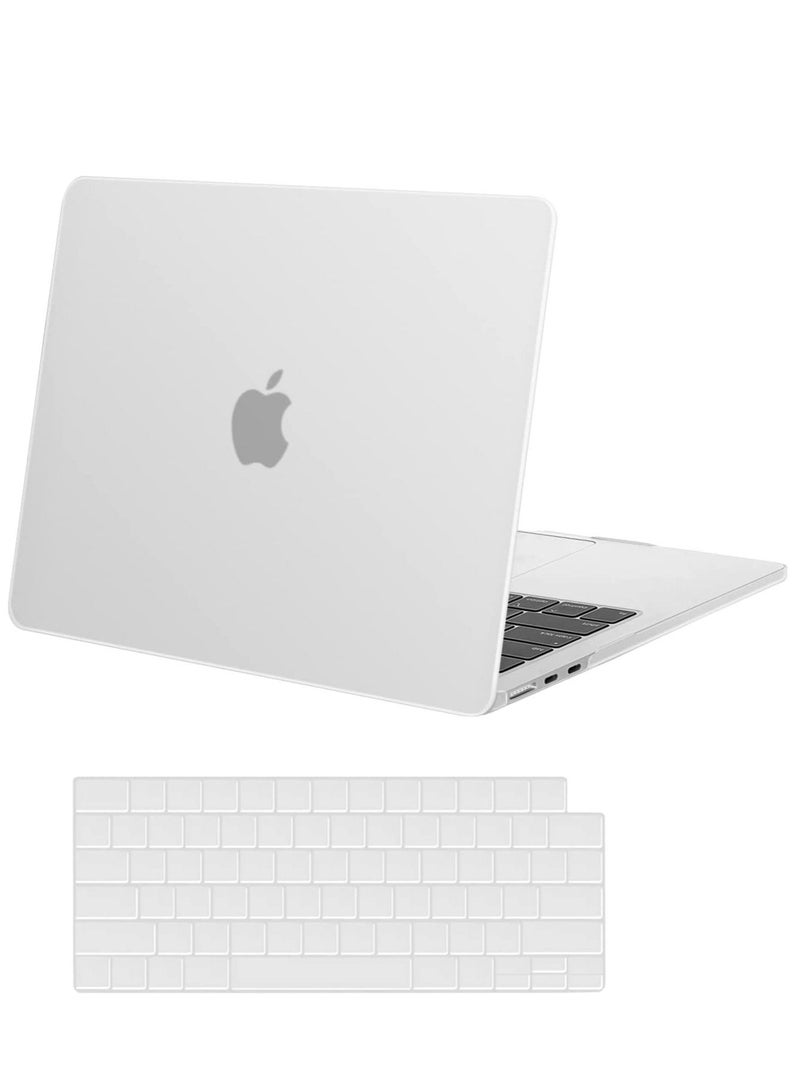 جراب MacBook Air 13.6 بوصة 2022 2023 Release A2681 M2 رقاقة مع شاشة Liquid Retina و Touch ID واقي من البلاستيك الصلب وغطاء لوحة المفاتيح باللون الأبيض - Image 2