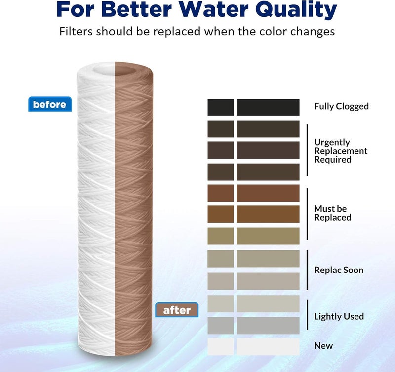 Ocean Drop 5 Micron 10 x 25 pp Spun Sediment Filter Replacement Whole House Pre Filter Cartridge for PreFilter Housing Compatible with All Type of 10inch Water Filters Pack of 20 - Image 4