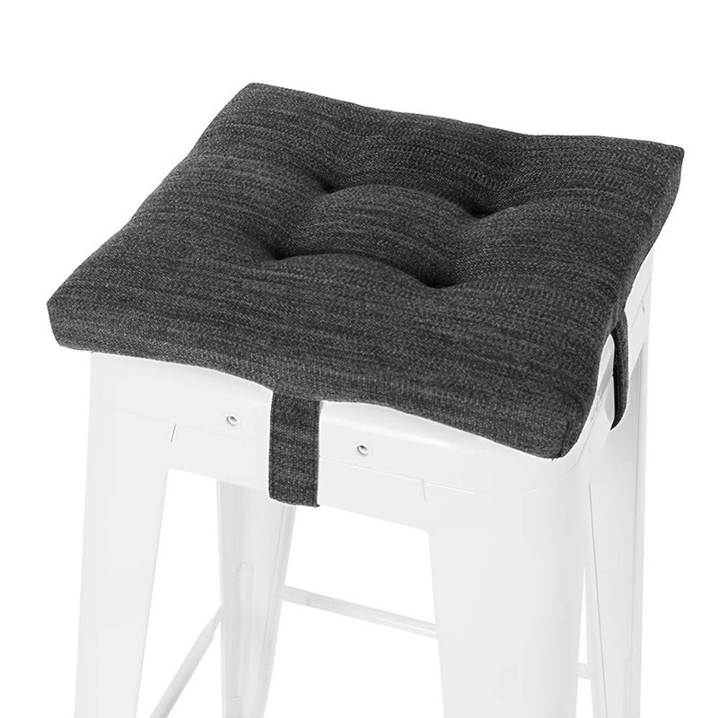 baibu Square Seat Cushion  Super Soft 14 Inch Bar Stool Square Seat Cushion with Ties- One Pad Only  Gray-Black (14"" (35CM)) - Image 1