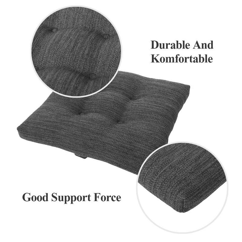 baibu Square Seat Cushion  Super Soft 14 Inch Bar Stool Square Seat Cushion with Ties- One Pad Only  Gray-Black (14"" (35CM)) - Image 4