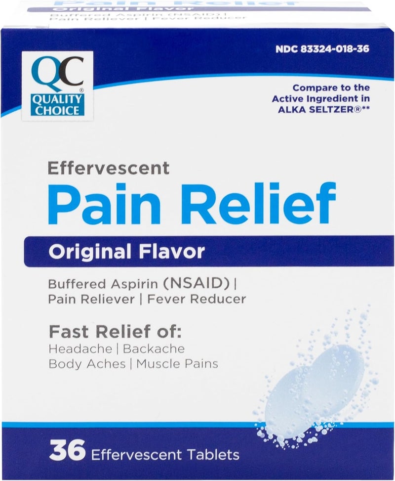 Quality Choice Effervescent Pain Relief Original Flavor Buffered Aspirin NSAID Pain Reliever and Fever Reducer 36 Tablets Pack of 2 - Image 2