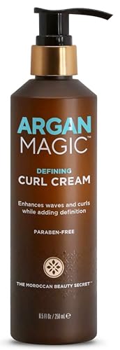 ARGAN MAGIC كريم تحديد التجاعيد من أرجان ماجيك يعزز الأمواج والتجاعيد مع إضافة تعريف ويشترط ويزيل التشابك ويقلل من التجاعيد خالي من البارابين 85 أونصة 250 ملليتر - Image 1
