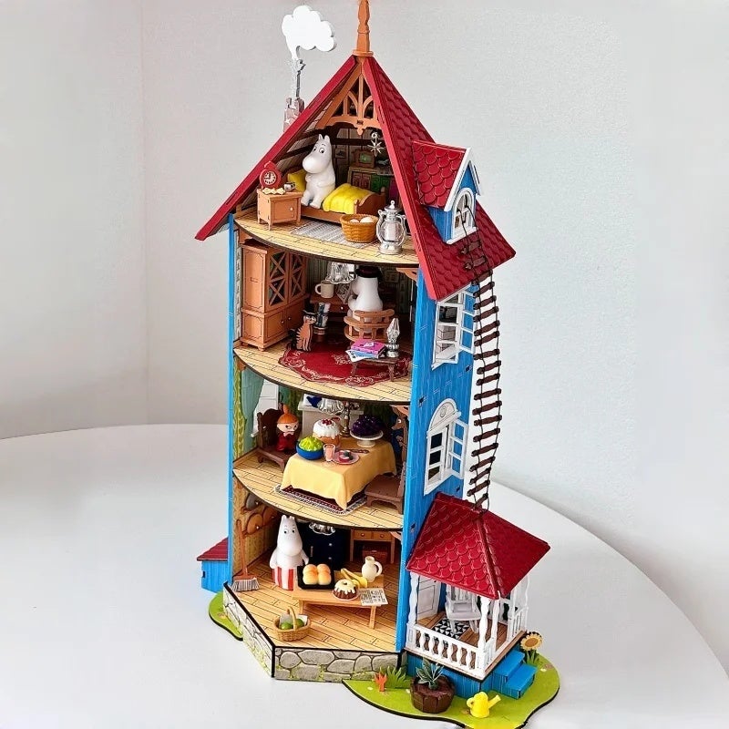 رولايف مجموعة مكعبات بناء Rolife Moomin House Wooden Building Blocks Moomin Valley Assembly Model Garden Party Forest Camp Desktop Ornament Toy Gifts, DA011 8714369 - Image 3