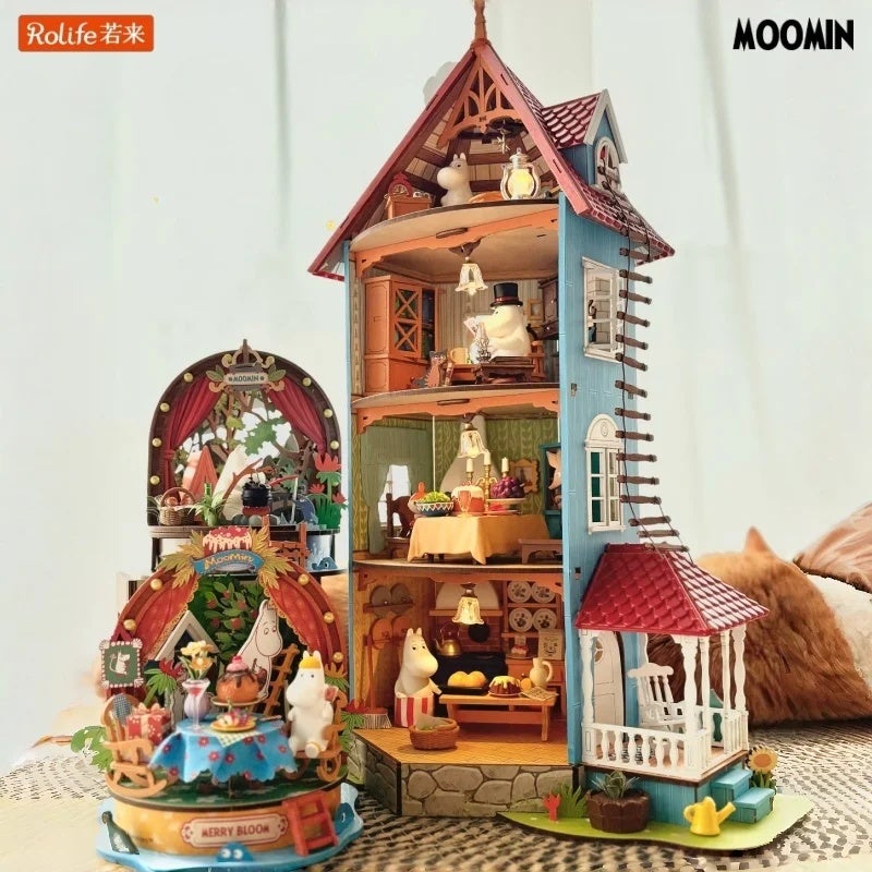 رولايف مجموعة مكعبات بناء Rolife Moomin House Wooden Building Blocks Moomin Valley Assembly Model Garden Party Forest Camp Desktop Ornament Toy Gifts, DA011 8714369 - Image 2