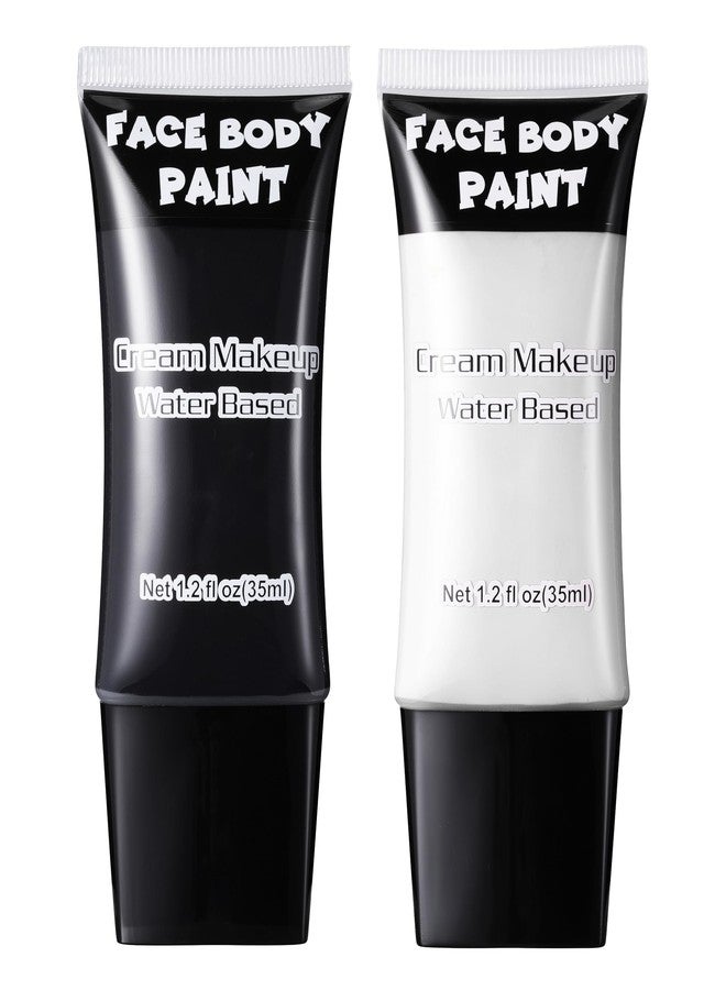 CCbeauty White & Black Face Paint, Cream Face Painting Kit, Professional Water Based Body Paint, Full Coverage Foundation Makeup, Halloween SFX Makeup For Clown Joker Mimes Skeleton Vampire Costume - Image 1