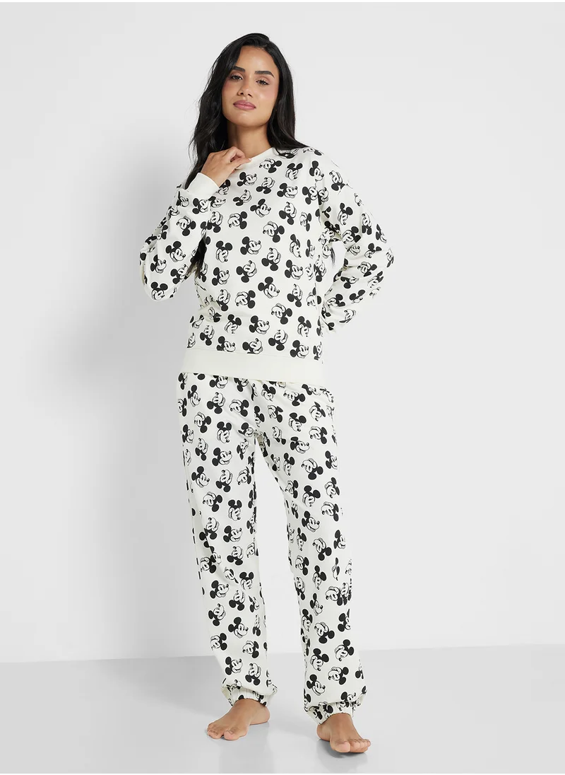 ديزني Mickey Sweattop & Jogger Pyjama Set