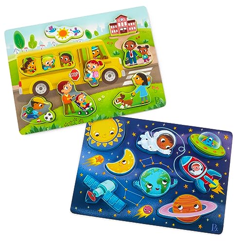 B. Toys مجموعة ألغاز B toys Peek Explore 2 حزمة حافلة المدرسة في الفضاء الخارجي - Image 1