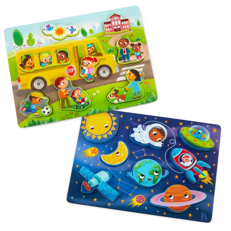 B. Toys مجموعة ألغاز B toys Peek Explore 2 حزمة حافلة المدرسة في الفضاء الخارجي - Image 3