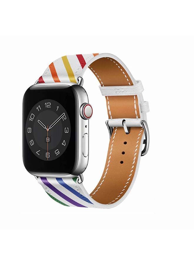 NIBEMINENT Supreme Genuine Leather Replacement Band for Apple Watch Series 6/SE/5/4/3/2/1 40/38mm White - Image 2