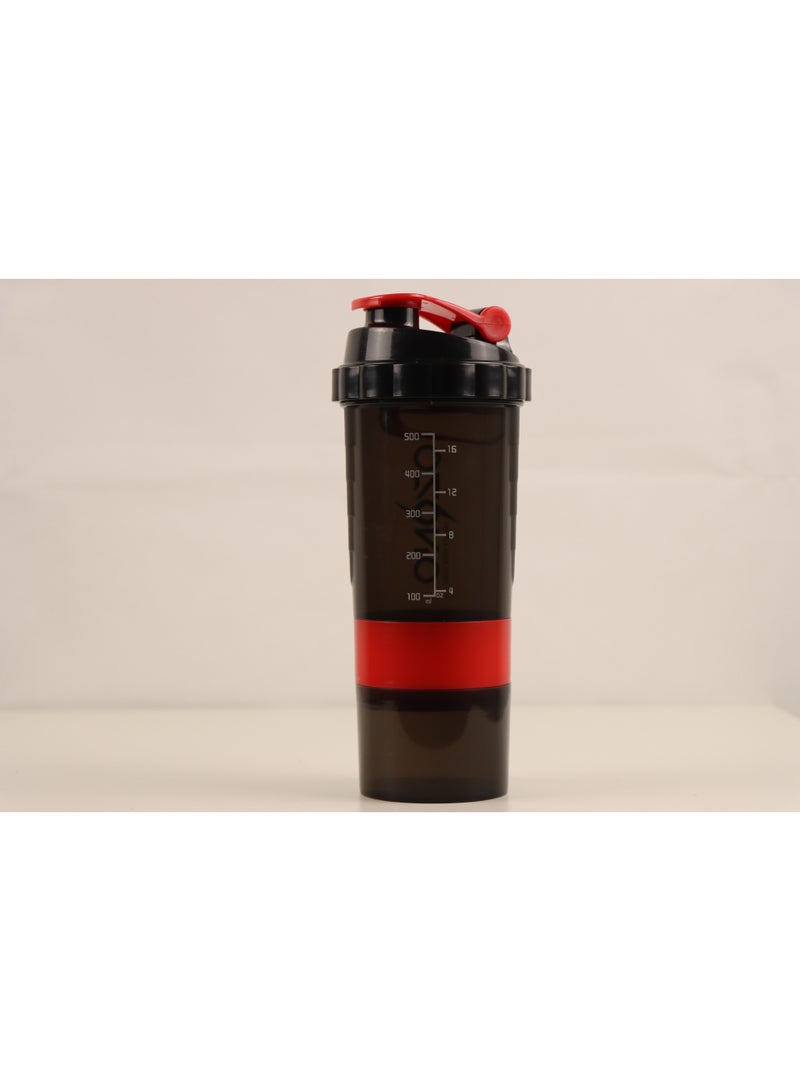 Ozono 3 Layer, protein shaker bottle 500ML, Red - Image 1