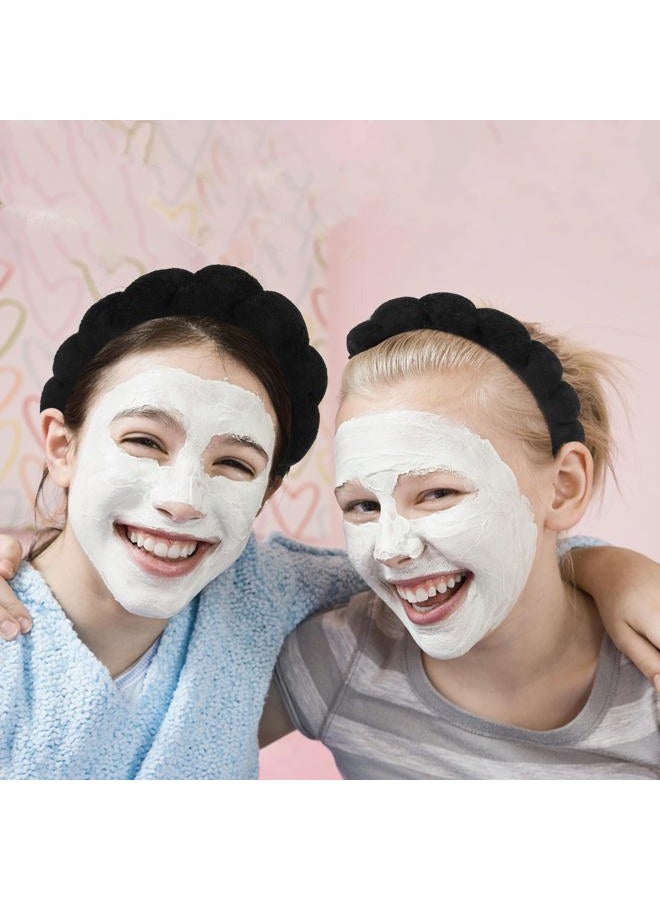 Whavel 6PCS Spa Headband and Wristband Set, Makeup Headband Puffy Skincare Headband Face Wash Headband for Washing Face Preppy Stuff (Black) - Image 3