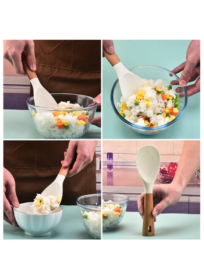 Peachjoy Rice Paddle, Kitchenware Cooker Rice Spatula, Silicone Standing Non-Stick Spoon, Convenient High Heat Resistant, Serve Rices Gadget - Image 4