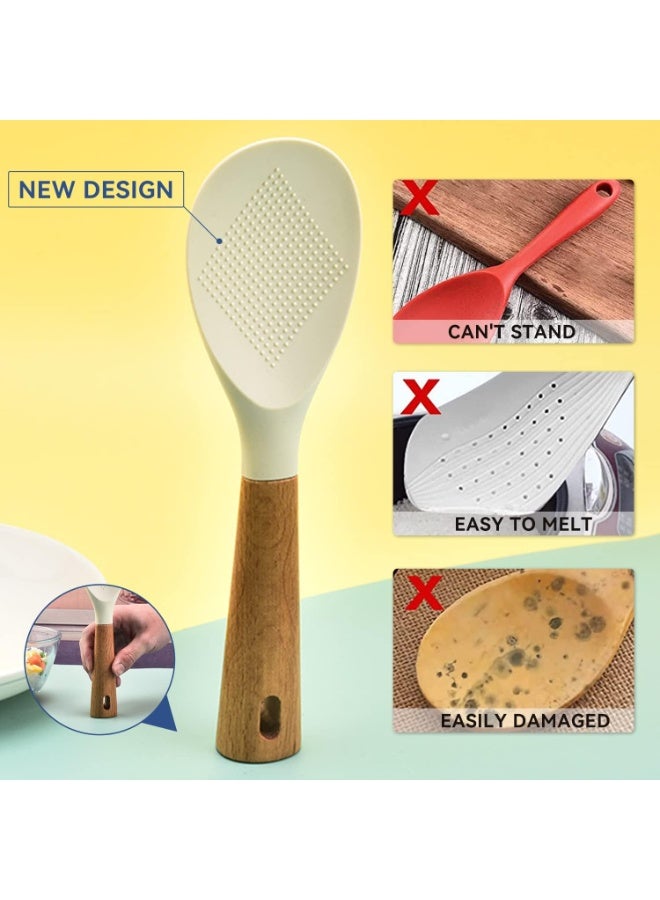 Peachjoy Rice Paddle, Kitchenware Cooker Rice Spatula, Silicone Standing Non-Stick Spoon, Convenient High Heat Resistant, Serve Rices Gadget - Image 3
