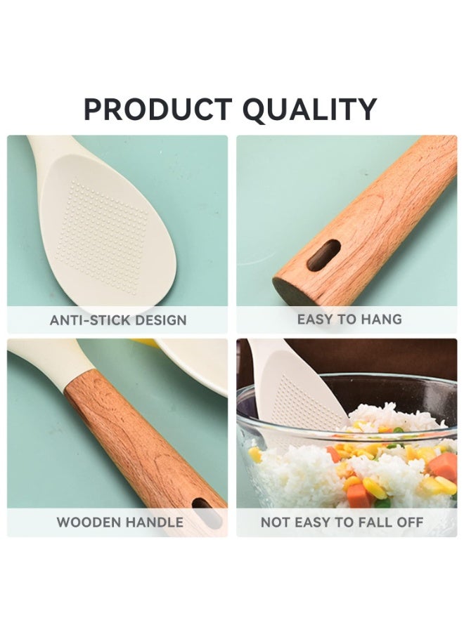 Peachjoy Rice Paddle, Kitchenware Cooker Rice Spatula, Silicone Standing Non-Stick Spoon, Convenient High Heat Resistant, Serve Rices Gadget - Image 5