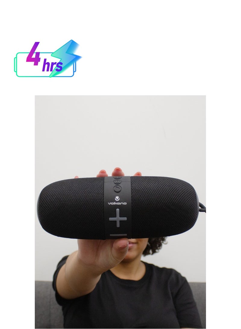 فولكانو مكبر صوت بلوتوث محمول من سلسلة Volkano Flow مع IPX5 مقاوم للماء - أسود - Image 1