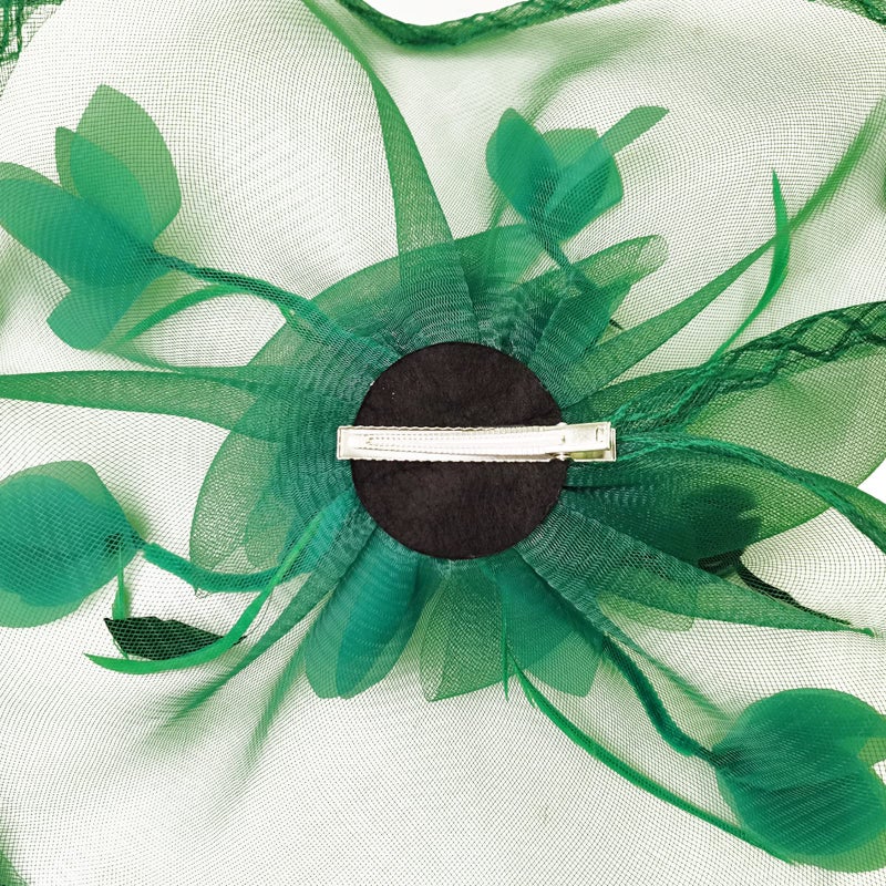 TS Fascinators Hat Mesh Floral Feather Fascinator Headband for Wedding Cocktail Tea Party or Special Occasion(Green) - Image 4