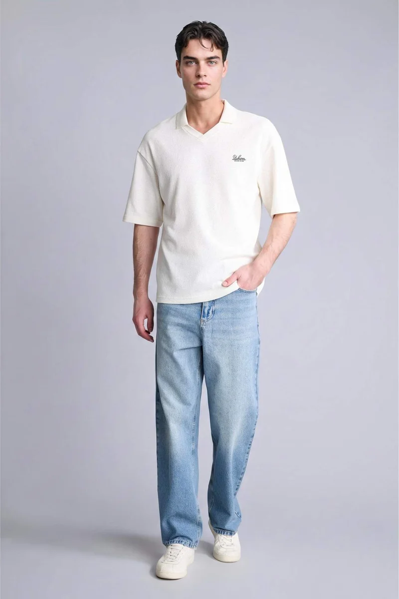 ديفاكتو Boxy Fit Short Sleeve Polo T-Shirt