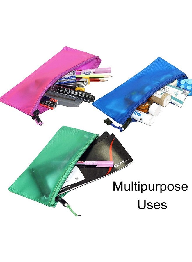 DAHSHA Cheque Size Pouch with Zipper, Waterproof Zipper Pouches Document Holder/Pen Pencil Case/Stationery Storage Bags/Cosmetic Pouch/Travel Organizer (Multicolor) (Pack of 5) - Image 4