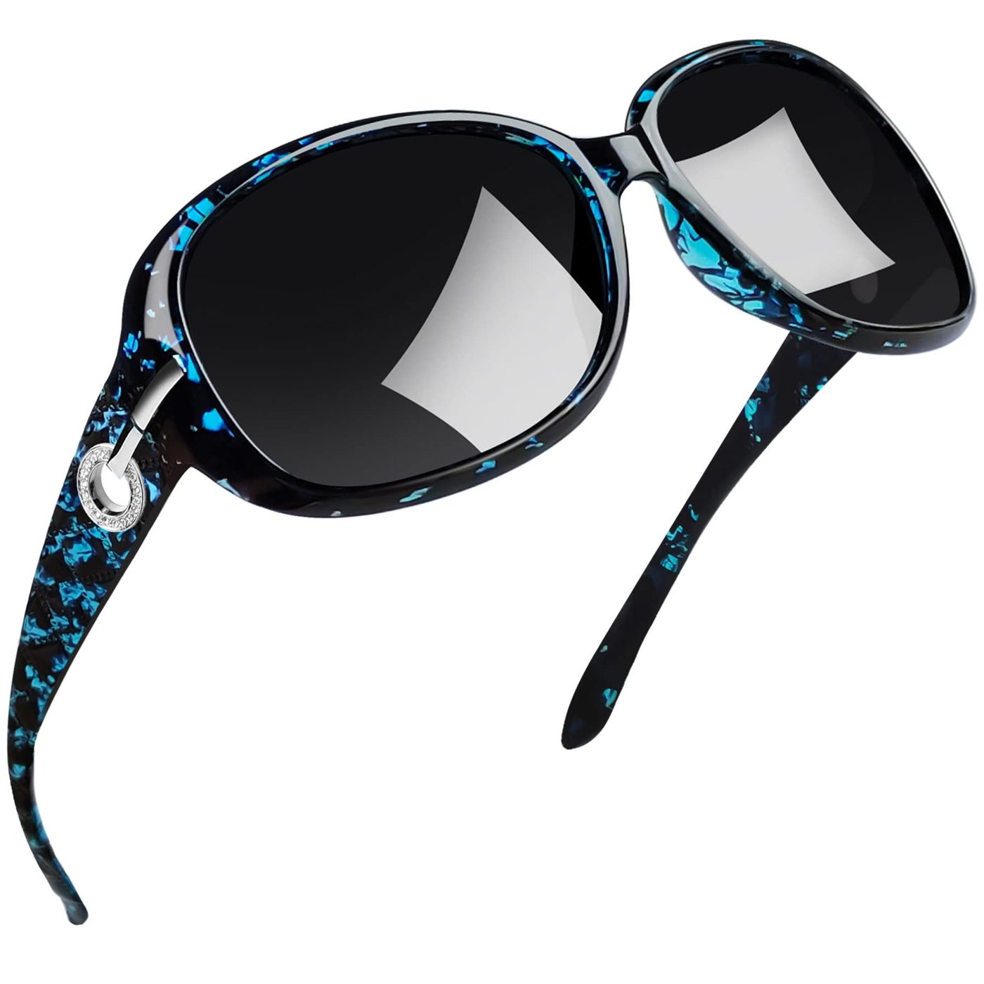 Joopin Large Sunglasses Trendy Leopard Blue Shades for Women Ladies Oversized Sun Glasses Polarized UV Protective Full Coverage Shady Rays